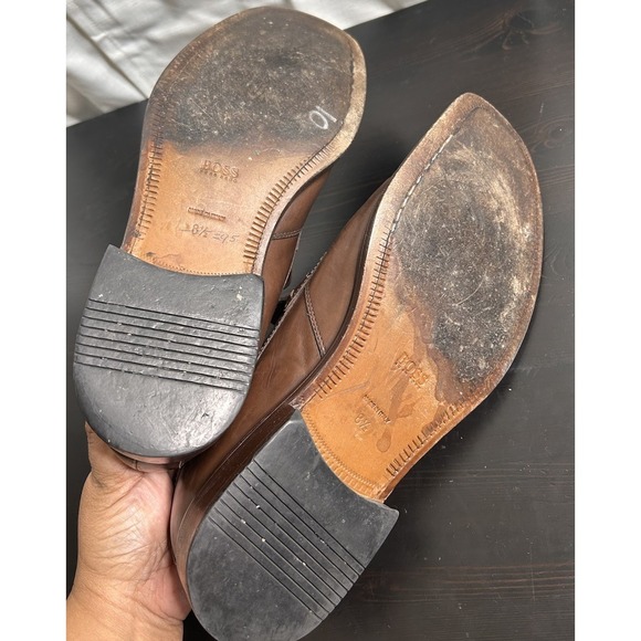 Hugo Boss Mens Brown Leather Slip On Loafers Dress Shoes Size 8.5 - Picture 7 of 7